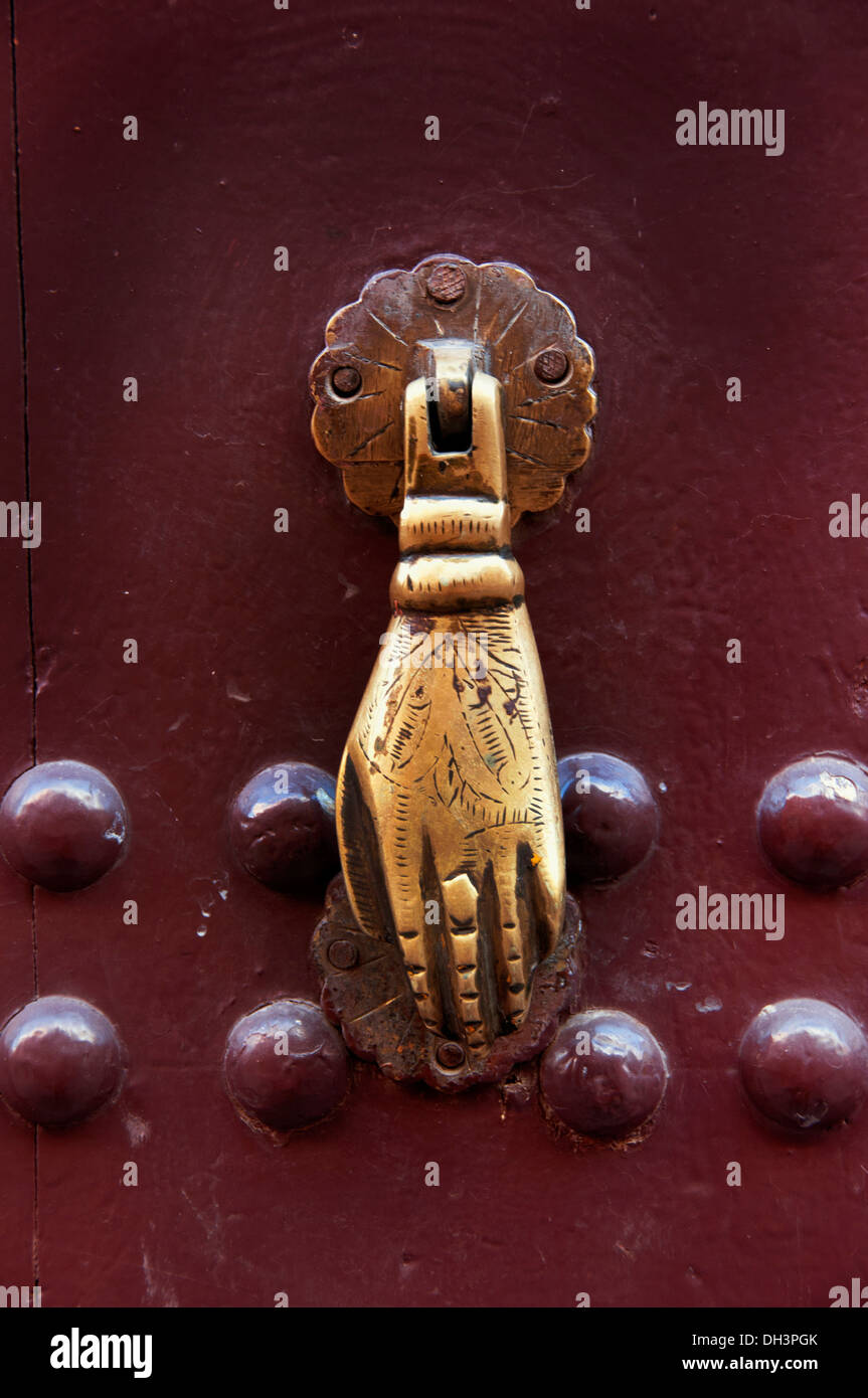 Marrakesch Marokko Raid Haus Hand Türklopfer Stockfoto