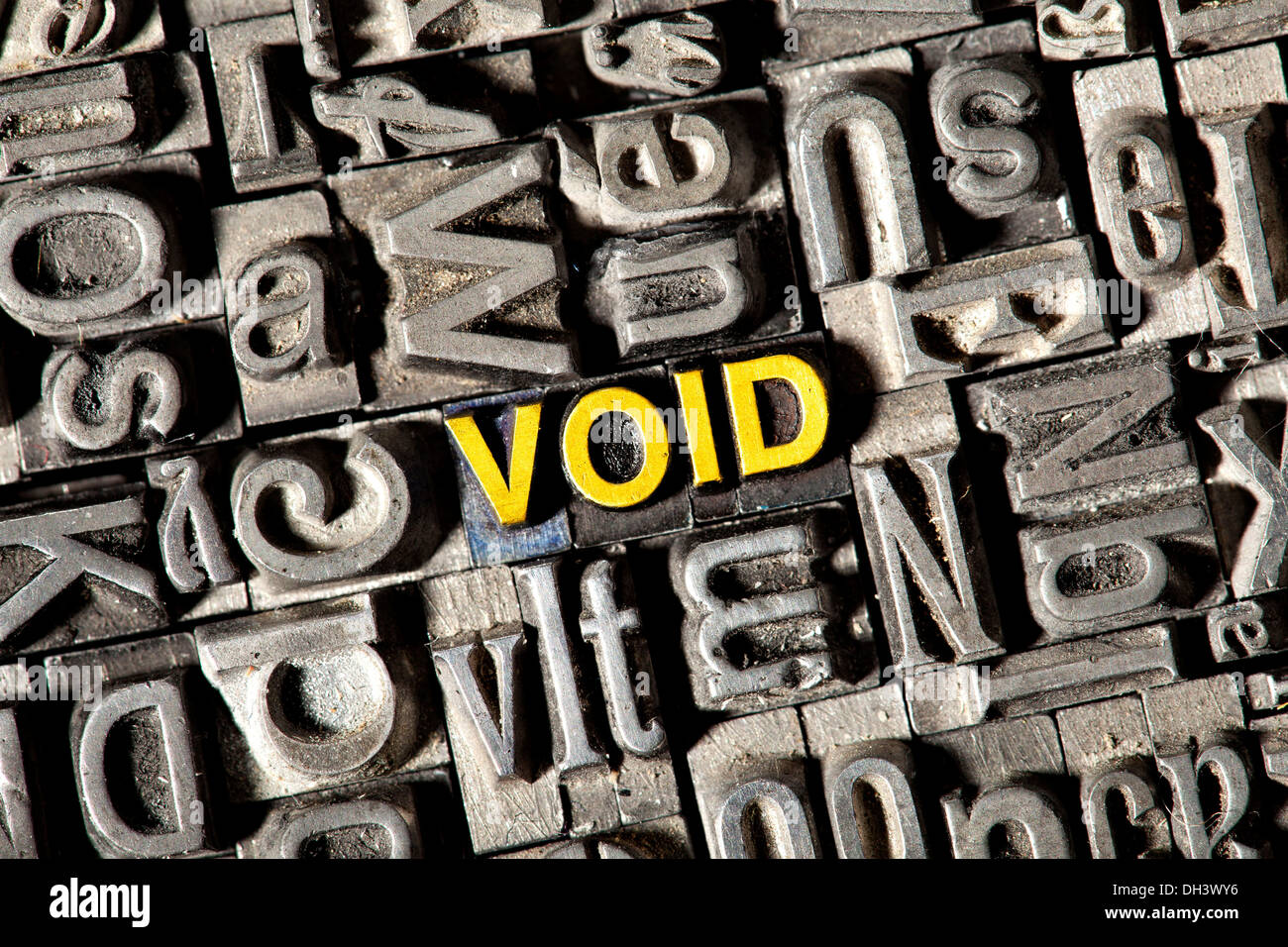 Alten führen Buchstaben bilden das Wort Void Stockfoto