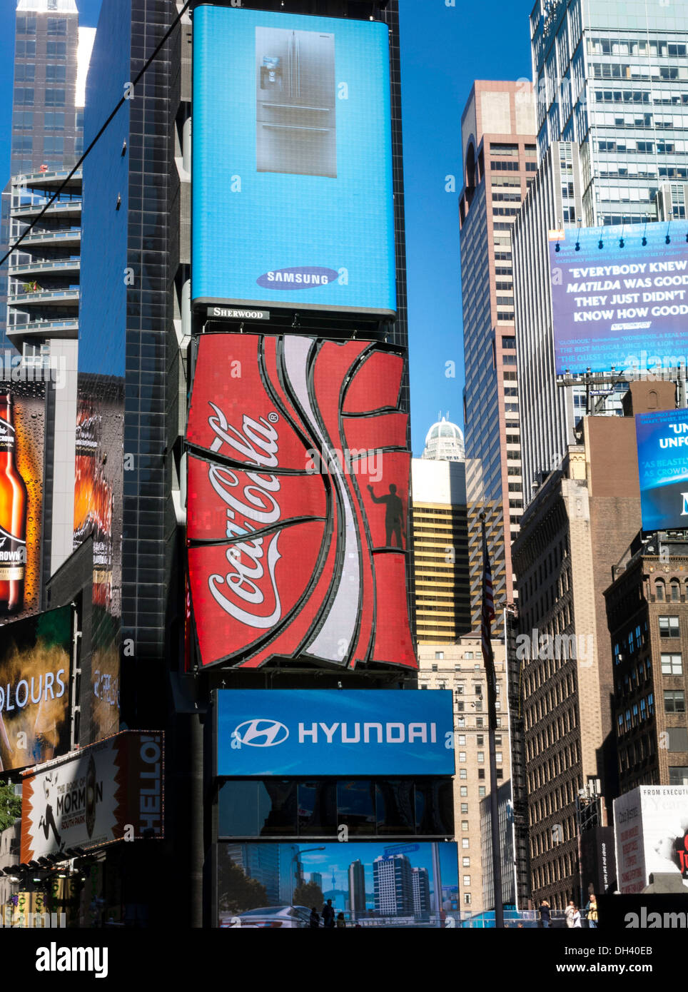Times Square Werbung und Gebäuden, NYC Stockfoto