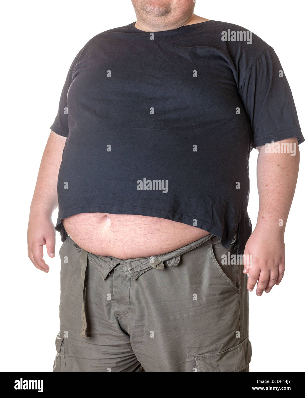 Dicker Mann mit einem dicken Bauch Stockfoto