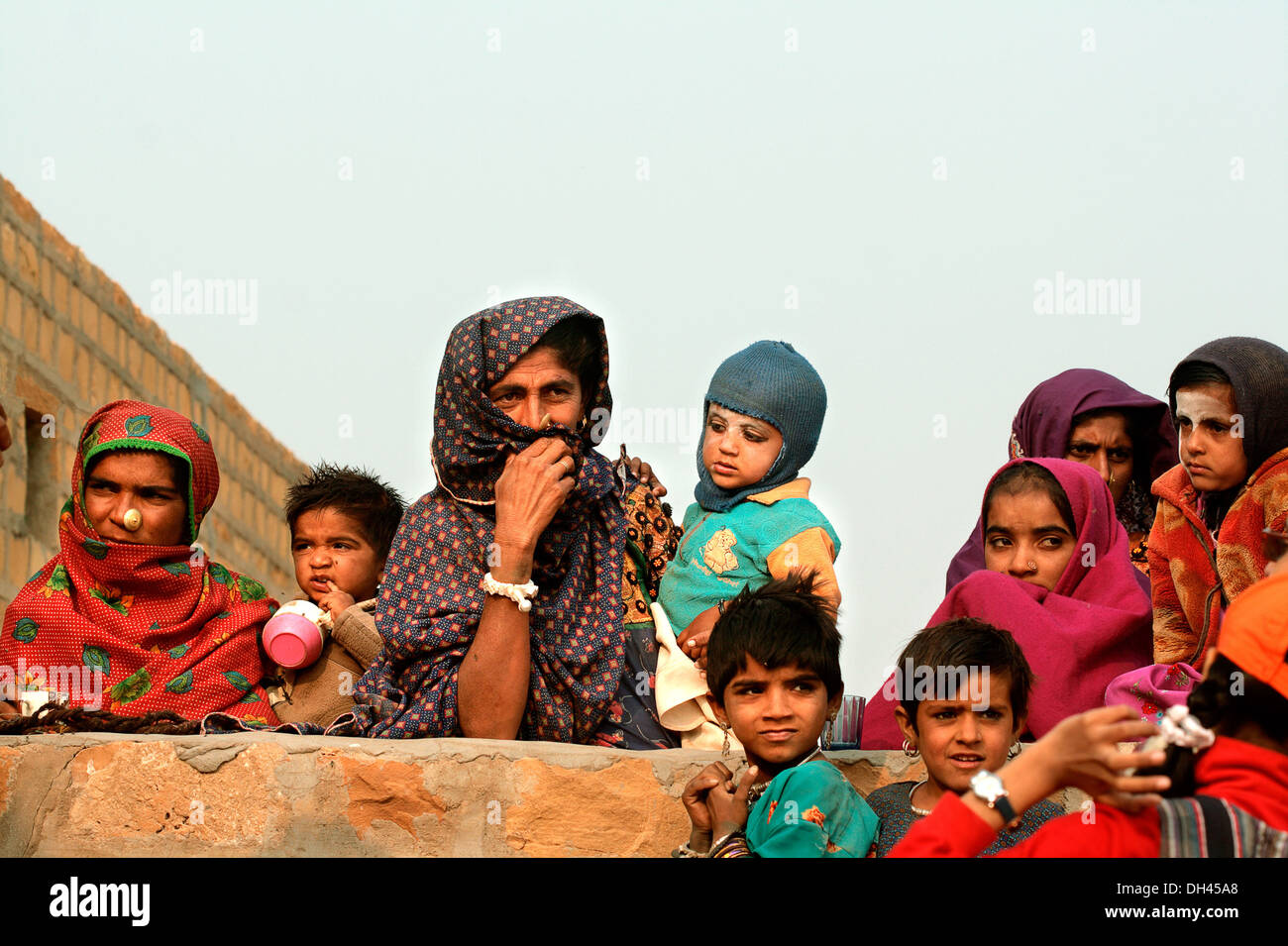 Dorfbewohner Jaisalmer Rajasthan Indien Asien Stockfoto