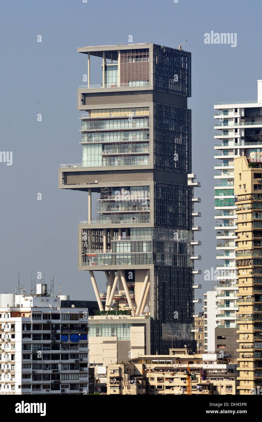 Mukesh Ambani Haus Antilla in Shabd Straße Mumbai Maharashtra Indien Stockfoto