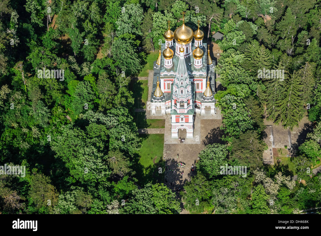 Schipka-Gedächtnis-Kirche - ein Bulgarisch-Orthodoxen Kirche, Luftbild Stockfoto