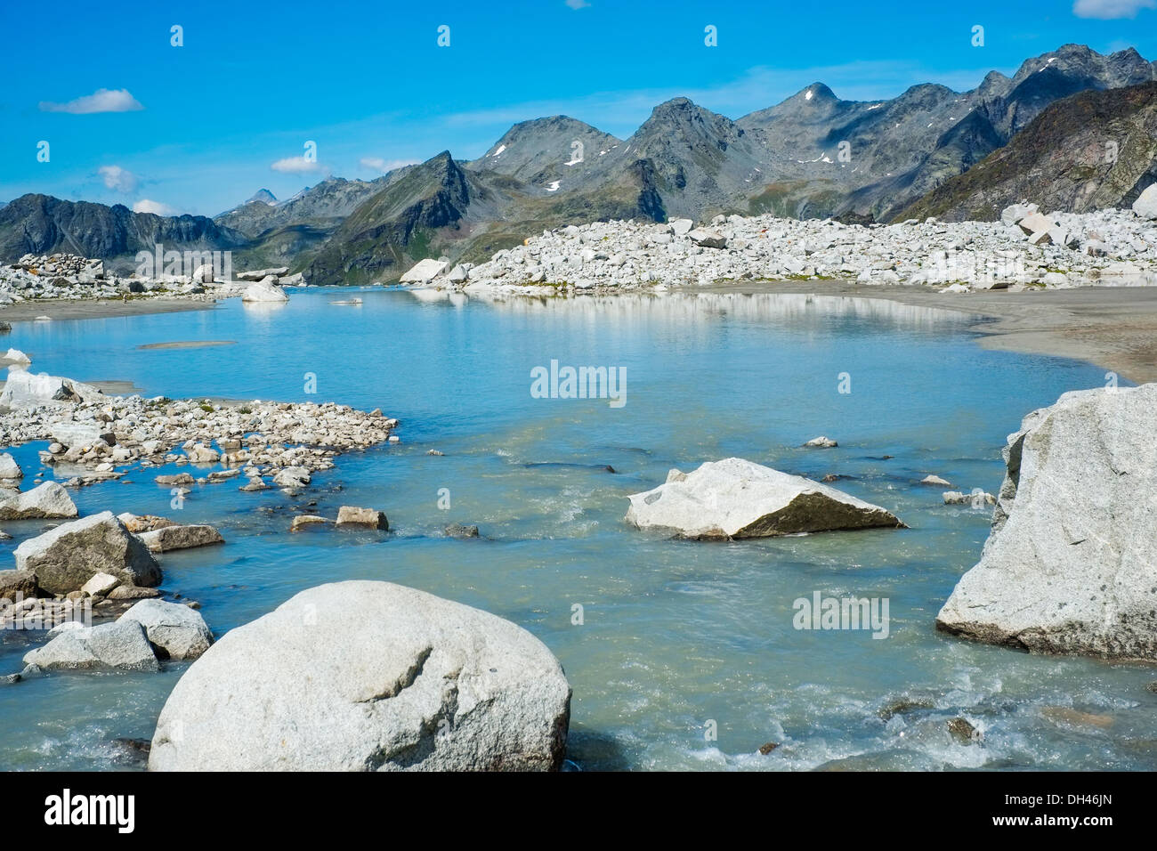 Bergsee in der Nähe von Vedrette di Ries, Valle Aurina, South TIrol, Italien Stockfoto