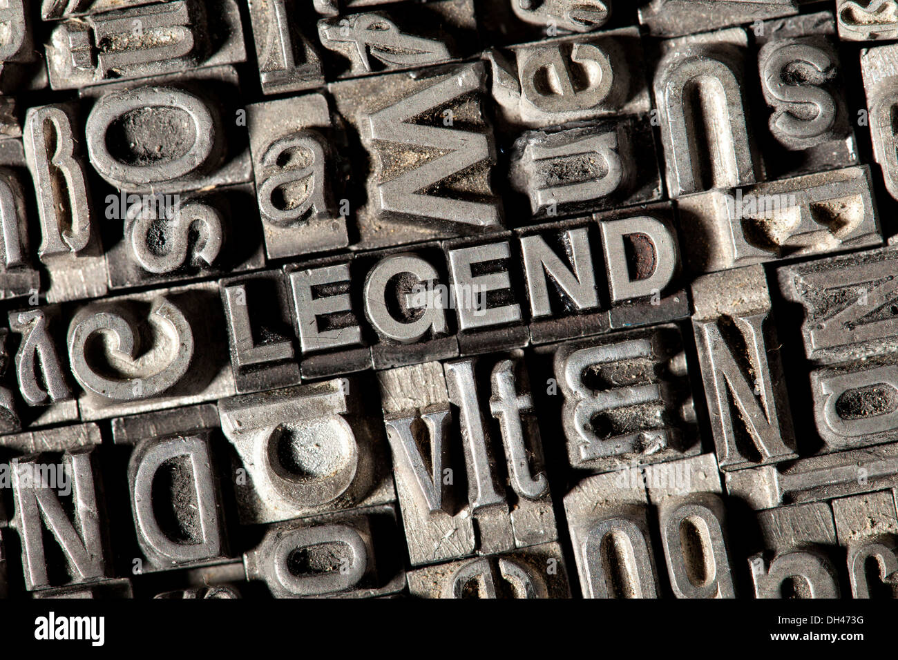Alten führen Buchstaben bilden das Wort "Legende" Stockfoto