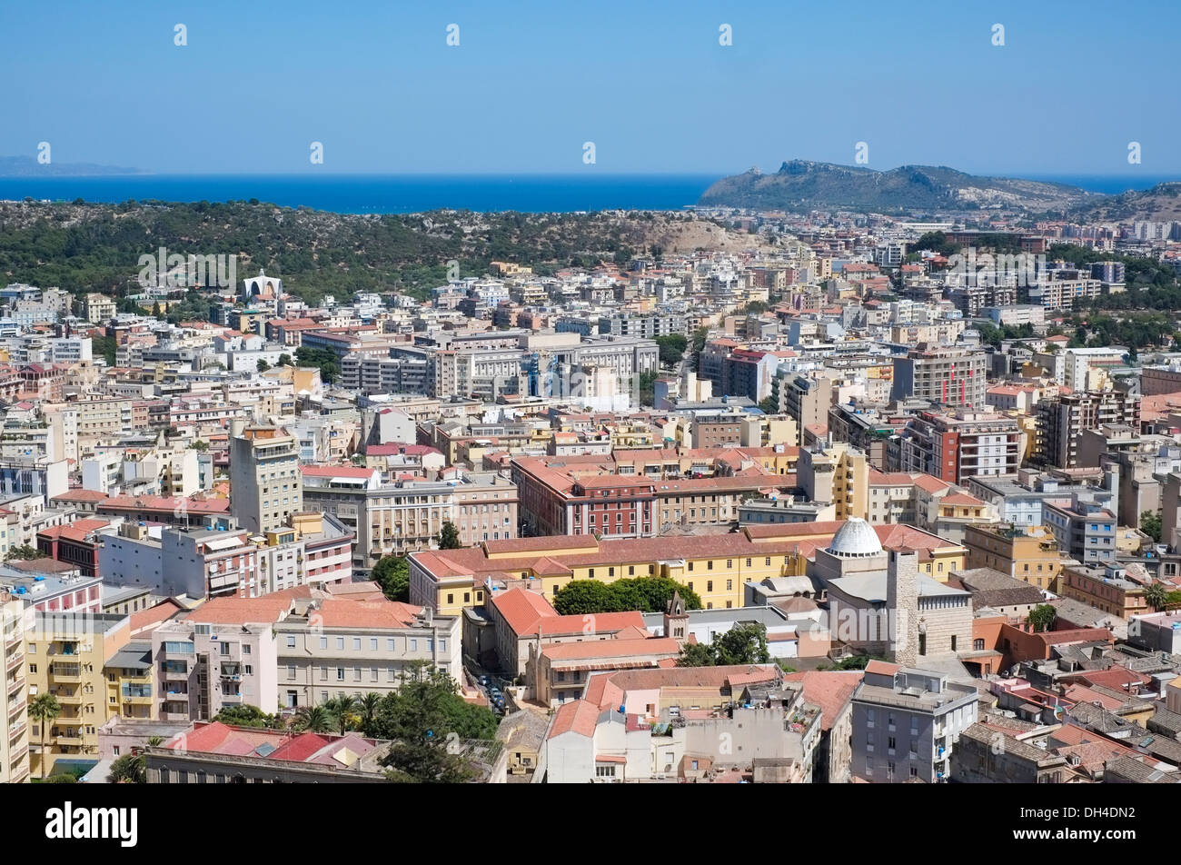 Blick auf Cagliari von oben, Sardinien, Italien Stockfoto