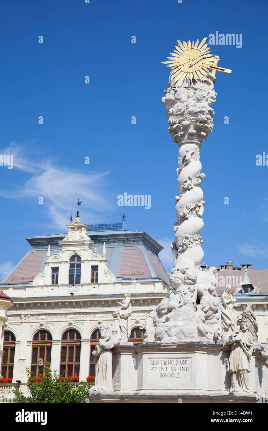 Dreifaltigkeitssäule in Hauptplatz, Sopron, West-Transdanubien, Ungarn Stockfoto