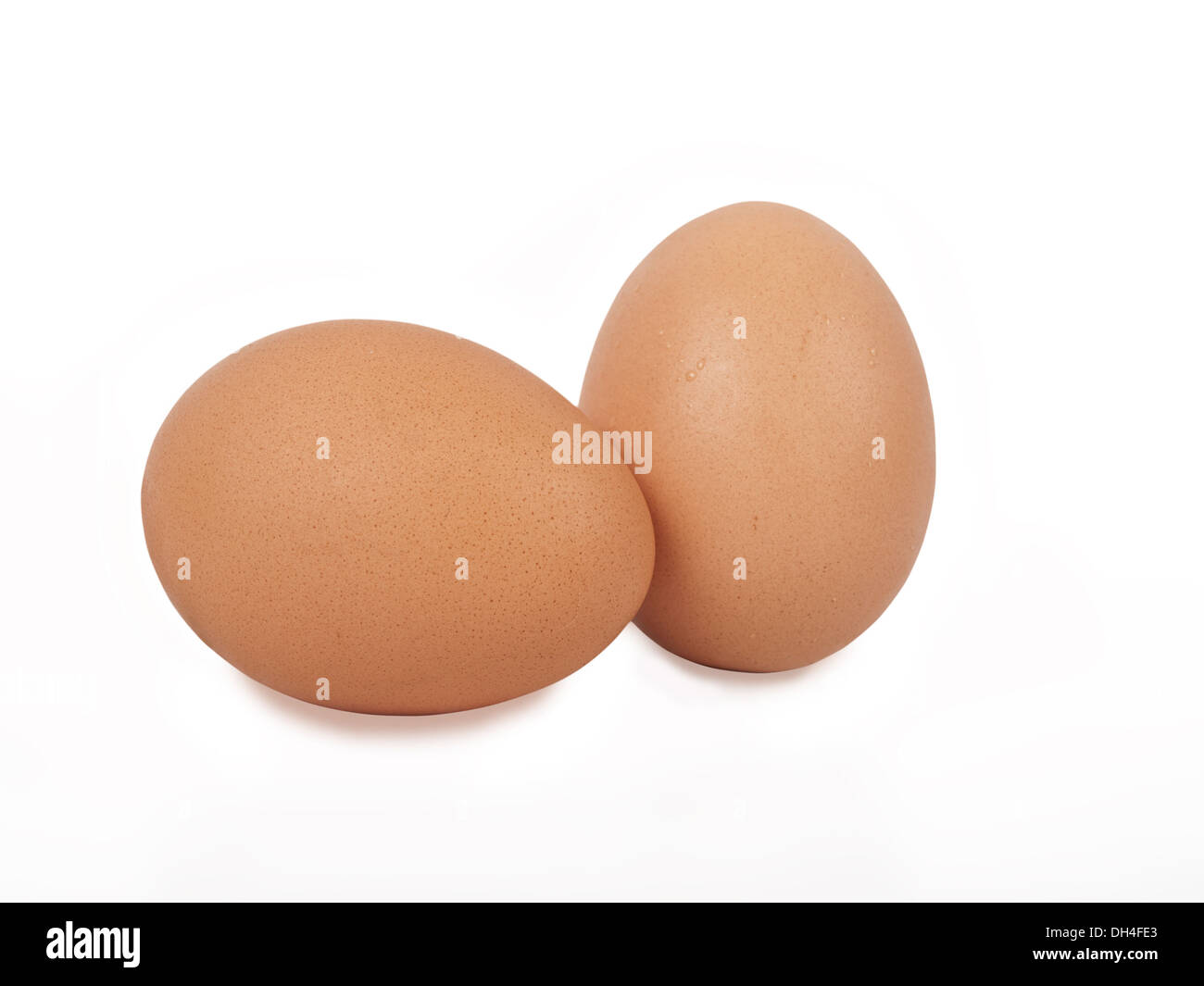 zwei Eiern isoliert auf weißem Hintergrund Stockfoto