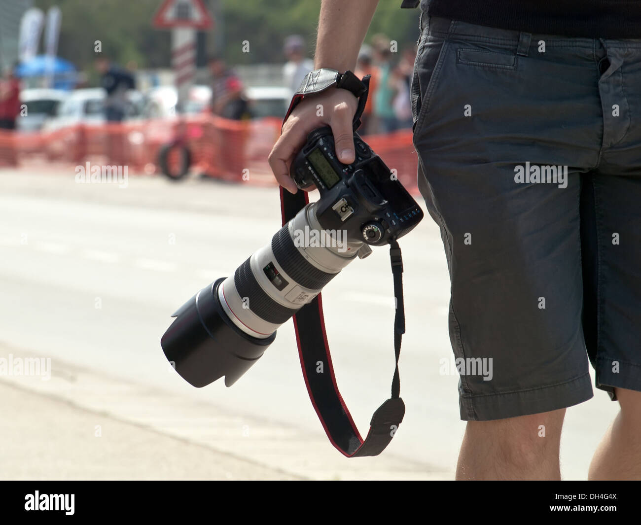 Fotograf nimmt einen idealer Platz für die Aufnahme Stockfoto