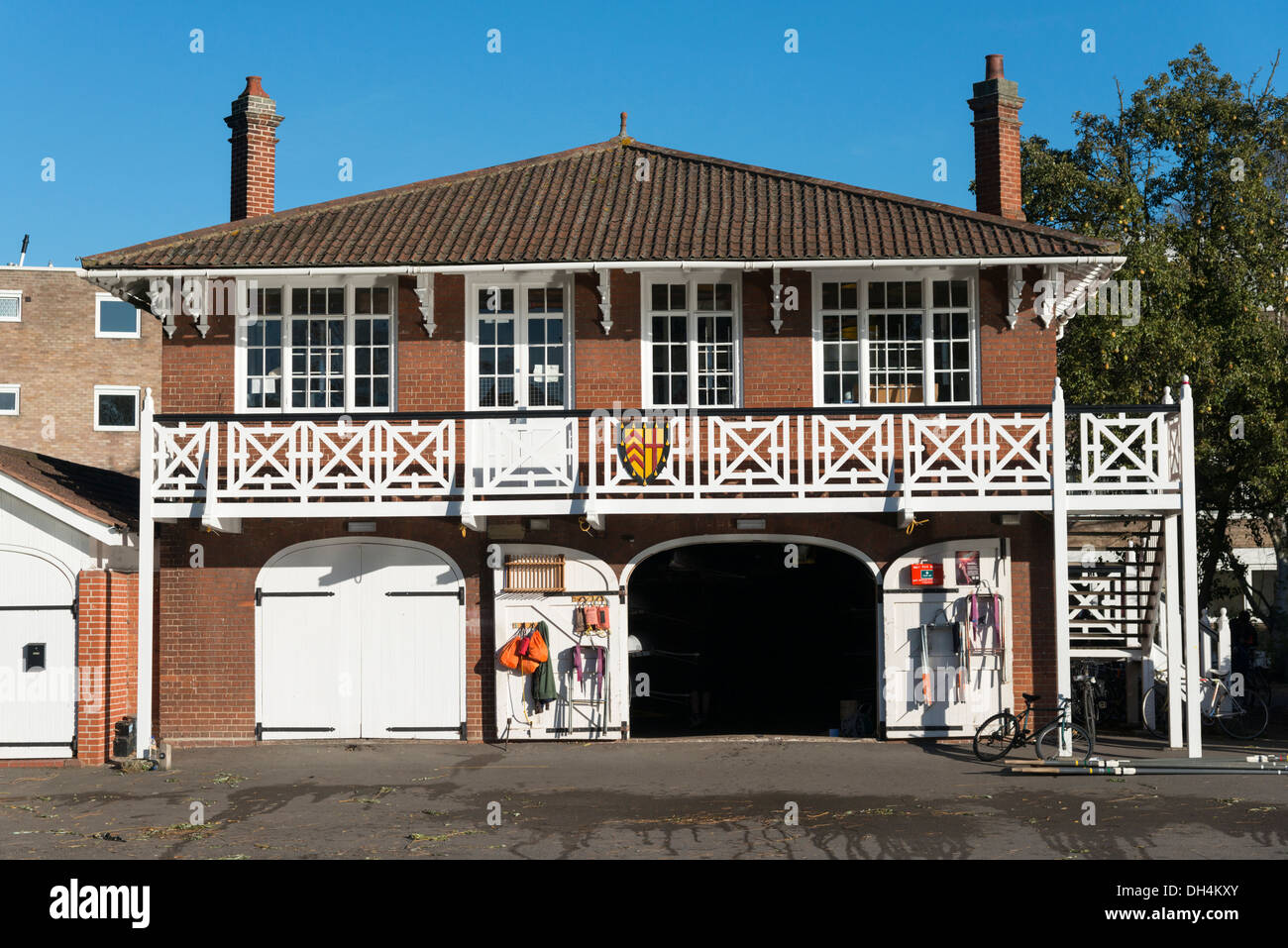 Ein Ruder Bootshaus am Fluss Cam Cambridge UK Stockfoto