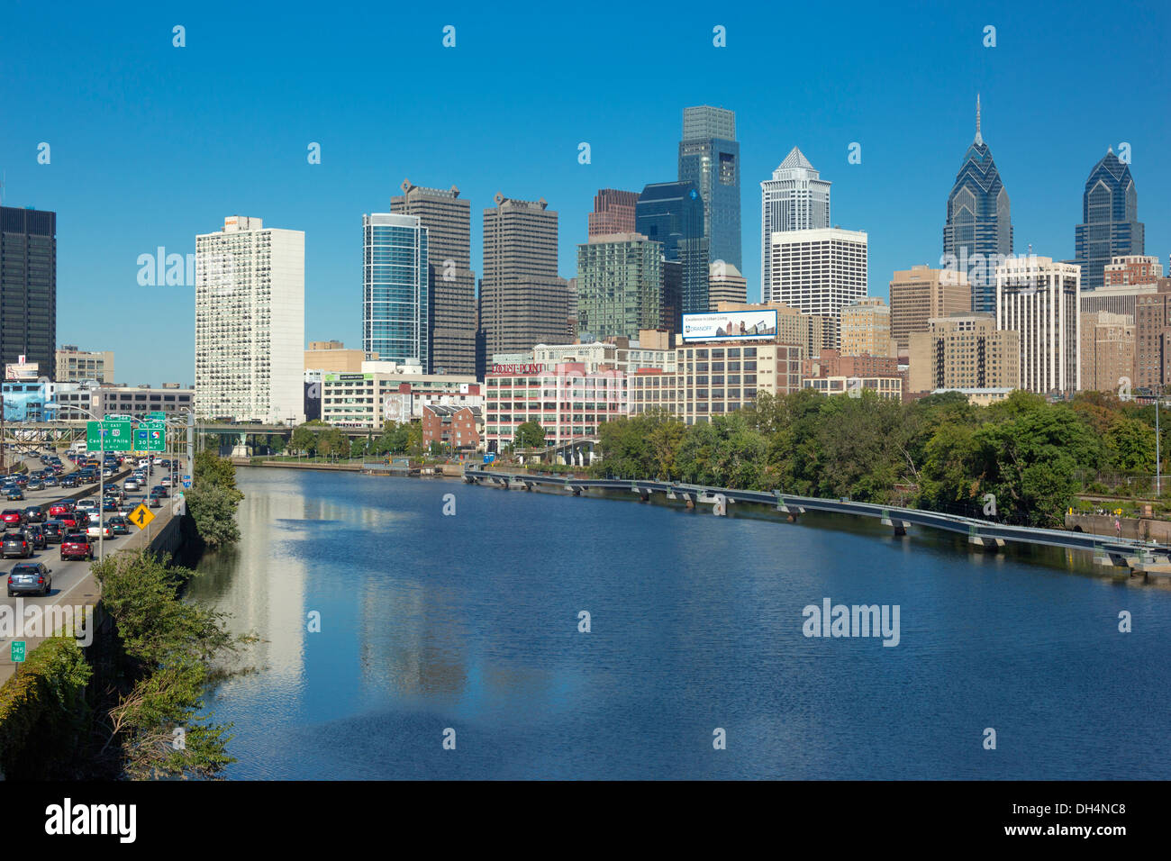 2013 HISTORISCHE SKYLINE DER INNENSTADT SCHUYLKILL RIVER PHILADELPHIA PENNSYLVANIA USA Stockfoto