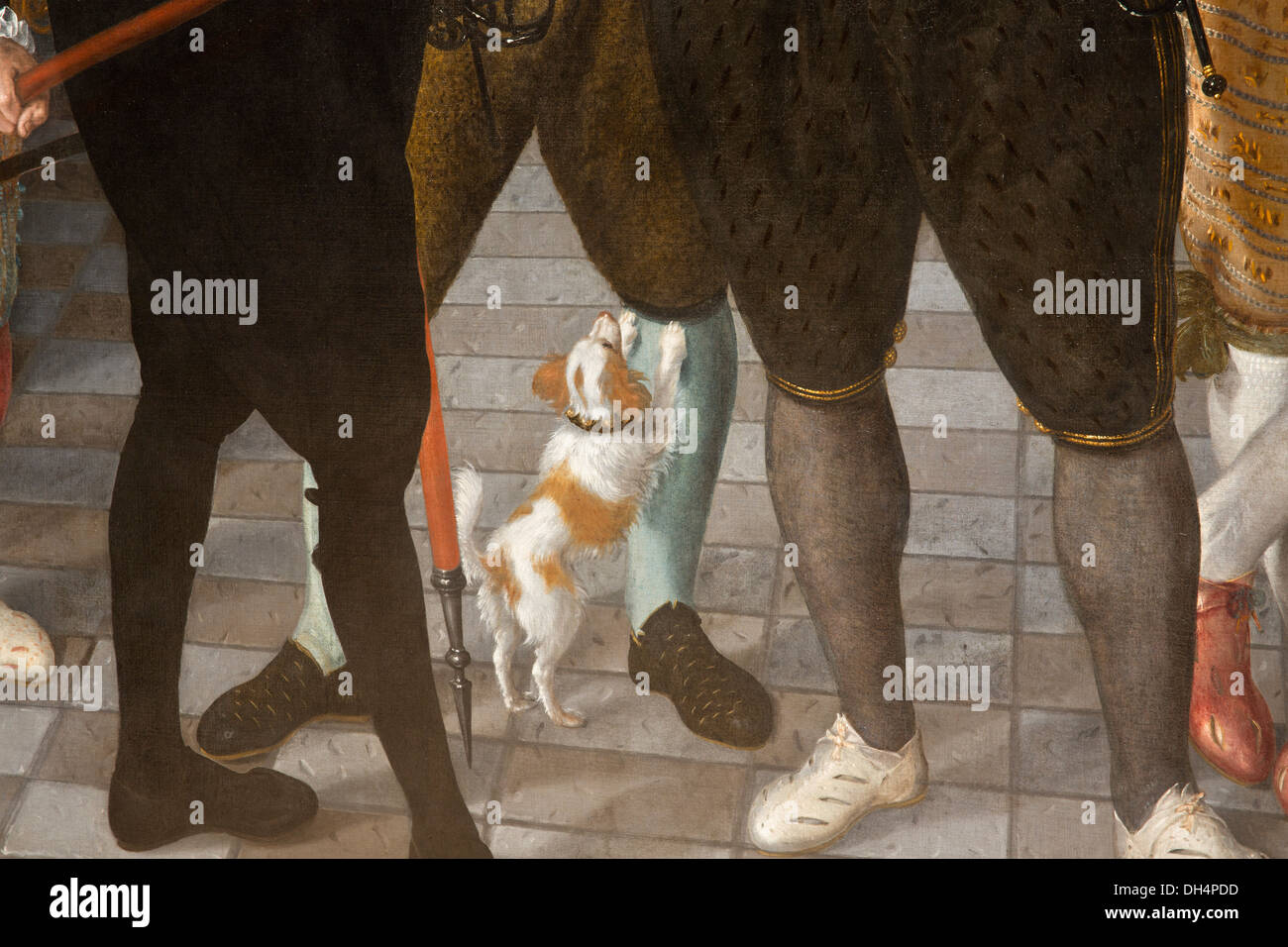 Niederlande, Amsterdam, Rijksmuseum. Malerei mit Hund als Haustier Stockfoto