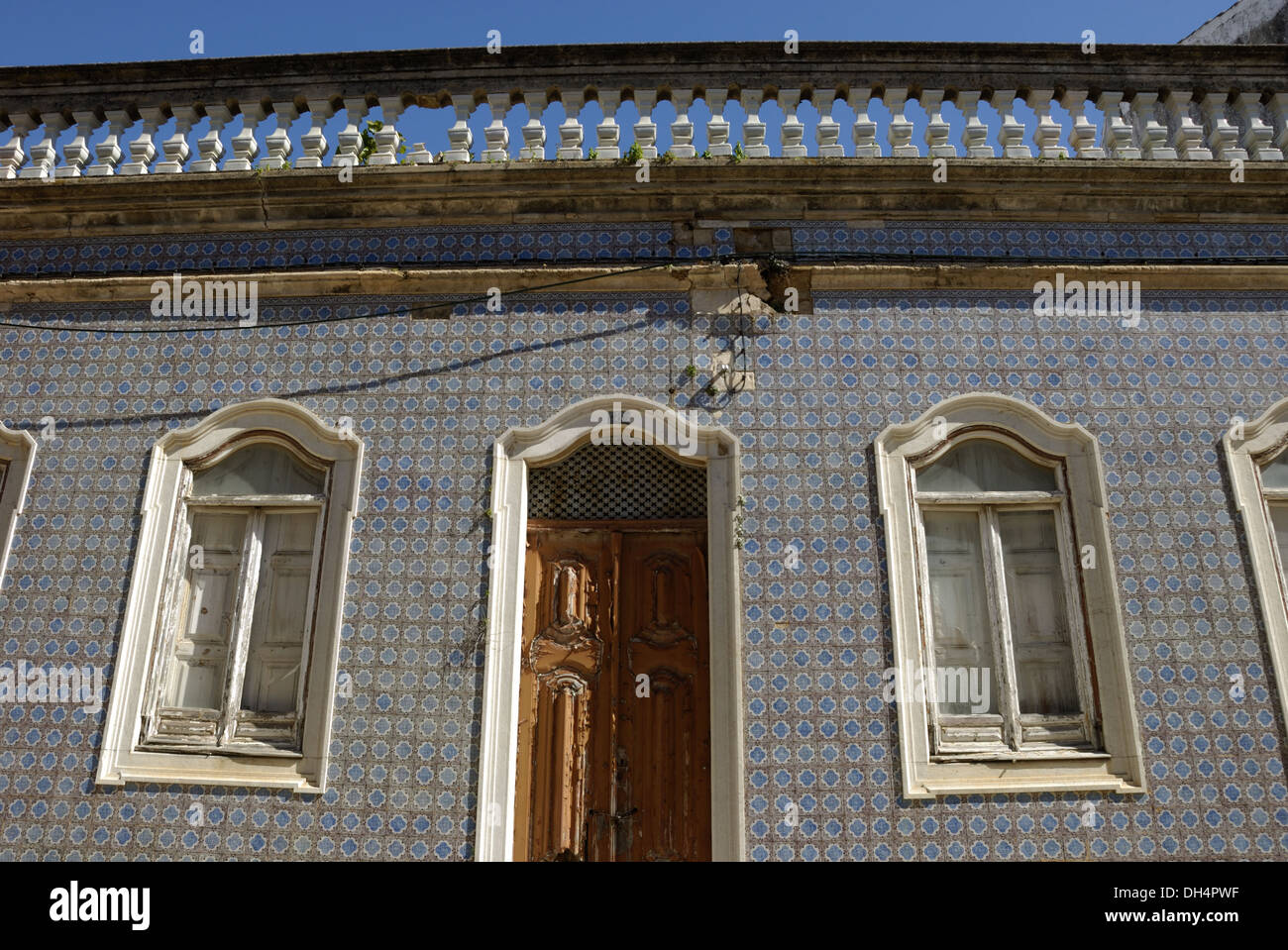 Azulejo Fassade in Faro Stockfoto