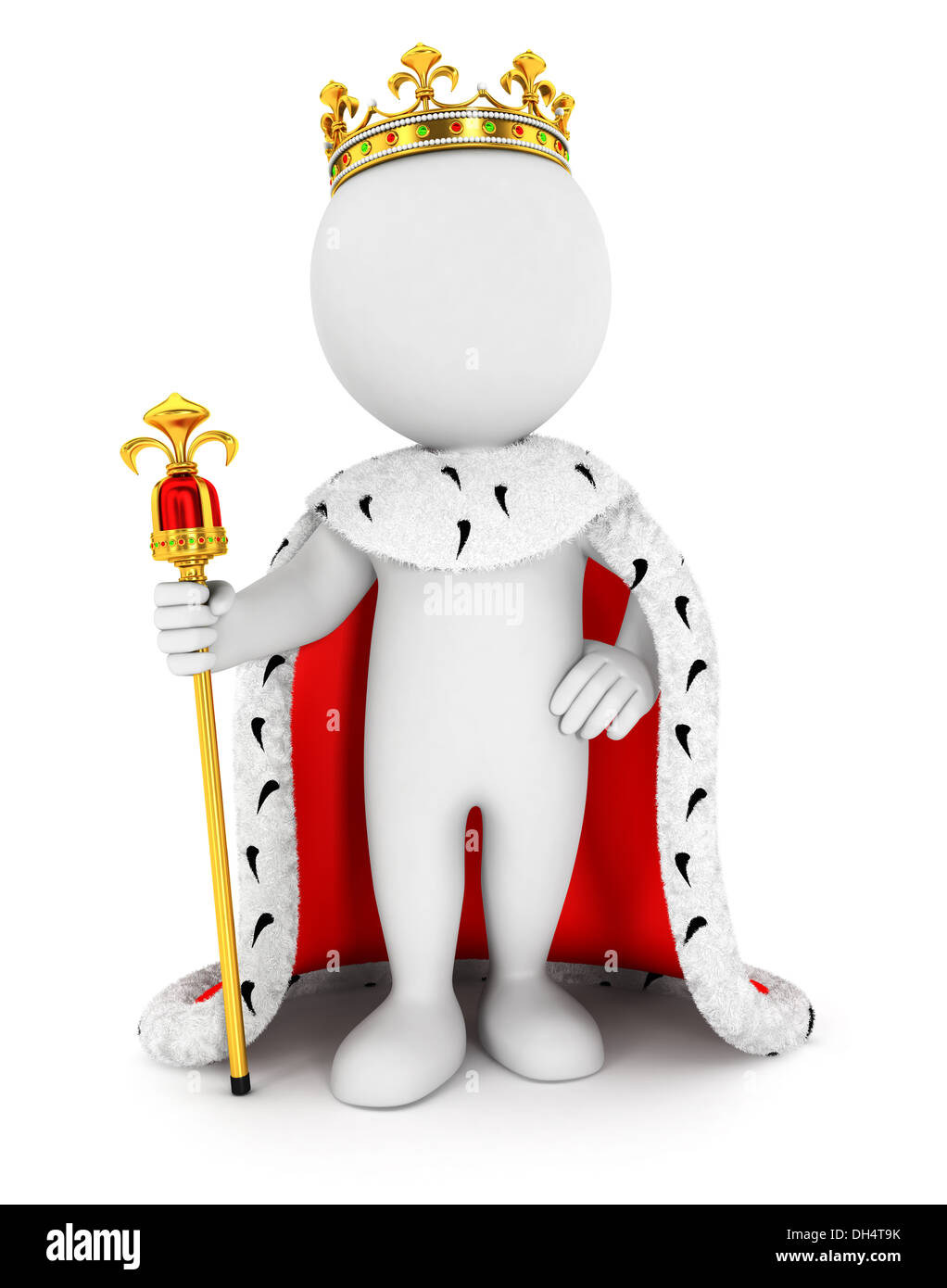 3D White Menschen König, isolierten weißen Hintergrund, 3d Bild Stockfoto