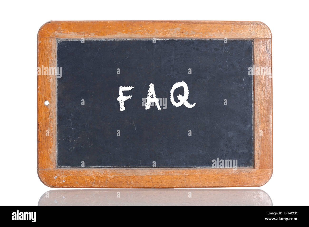 Alte Schultafel mit der Abkürzung FAQ Stockfoto