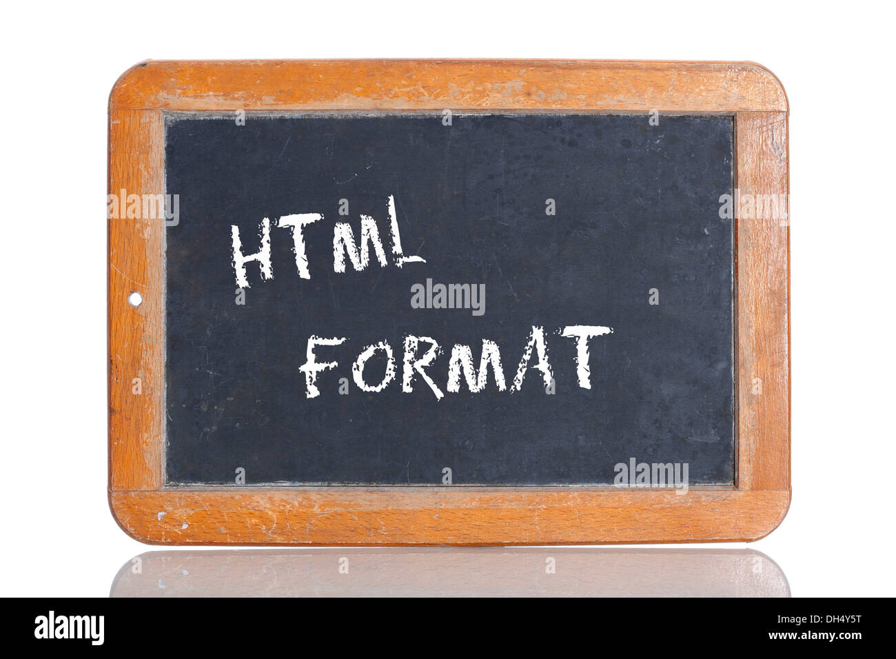 Alte Schultafel mit dem Begriff HTML-FORMAT Stockfoto