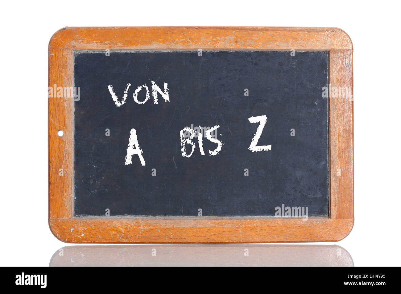Alte Schultafel mit dem Begriff VON A BIS Z, Deutsch für von A bis Z Stockfoto