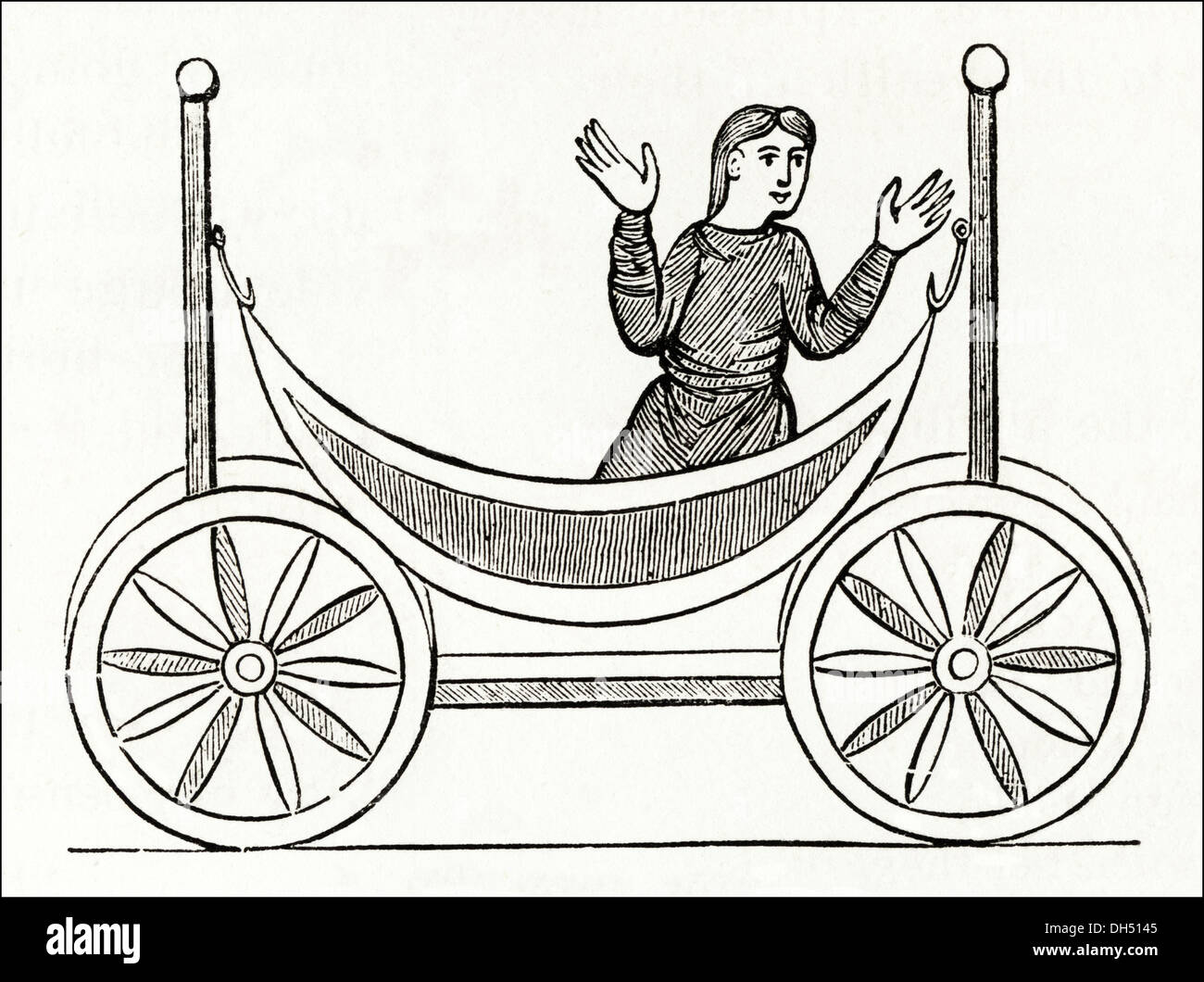 Anglo Saxon England. Täglichen Leben Rad-Bett im angelsächsischen England. Viktorianische Holzschnitt ca. 1845. Stockfoto