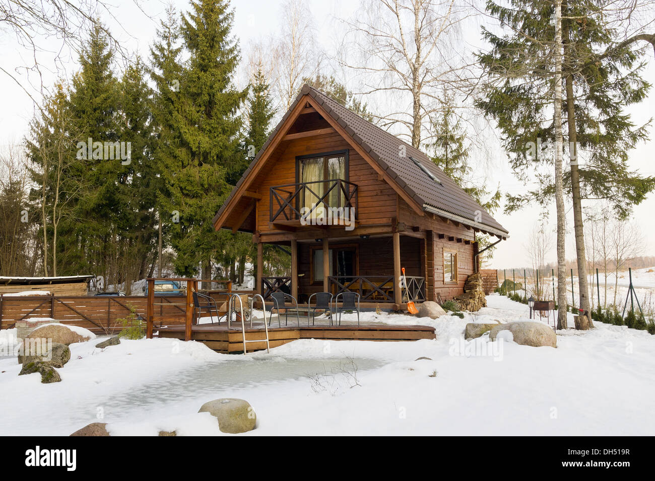 Grillplatz im winter Stockfoto