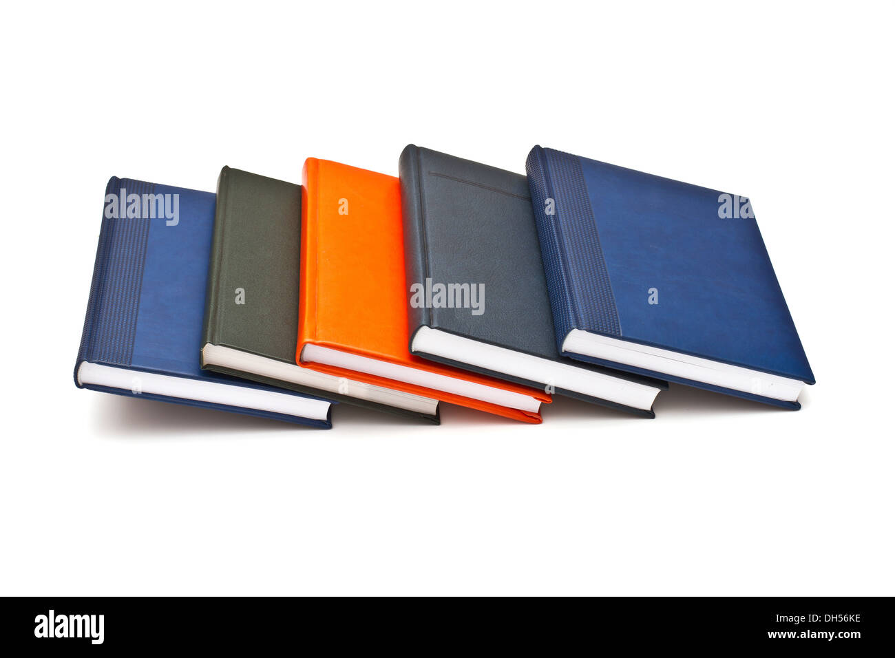 Stapel Bücher, isoliert auf weißem Hintergrund Stockfoto