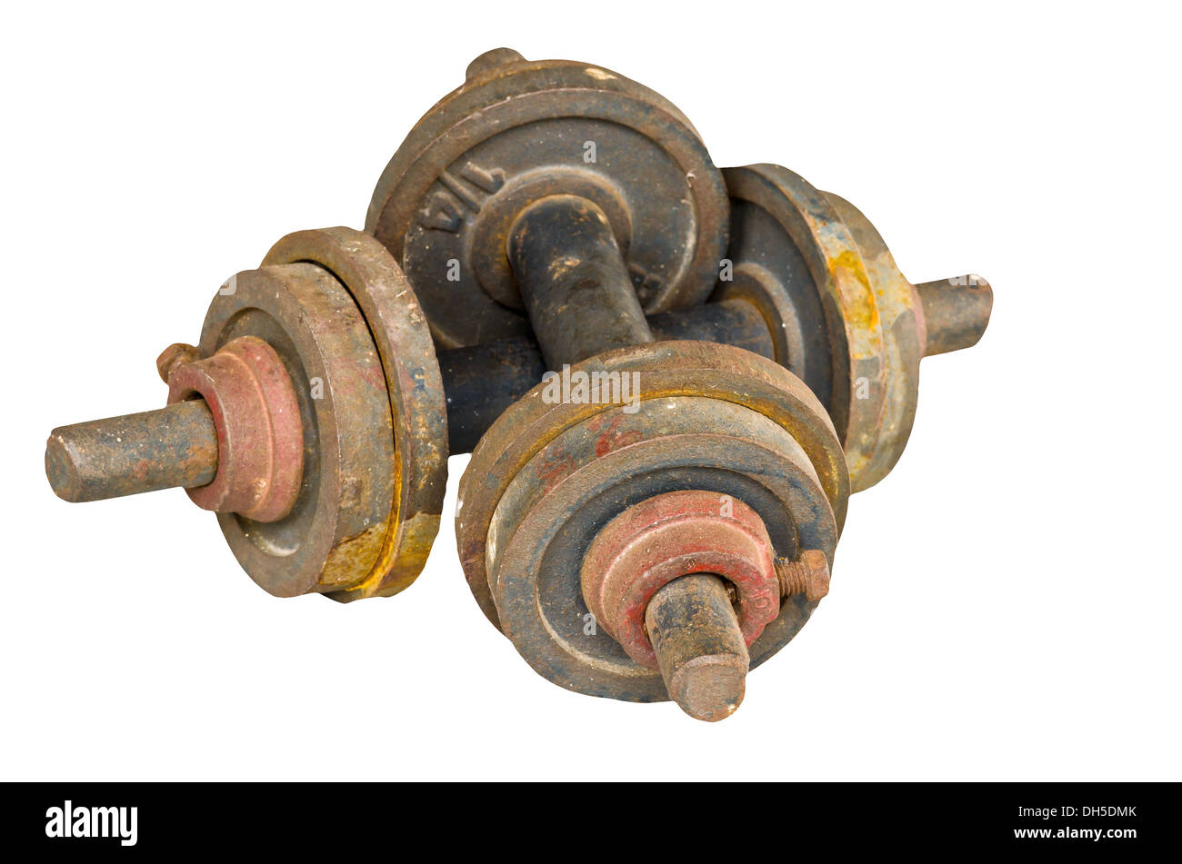 alte schwarze Hanteln Stockfoto