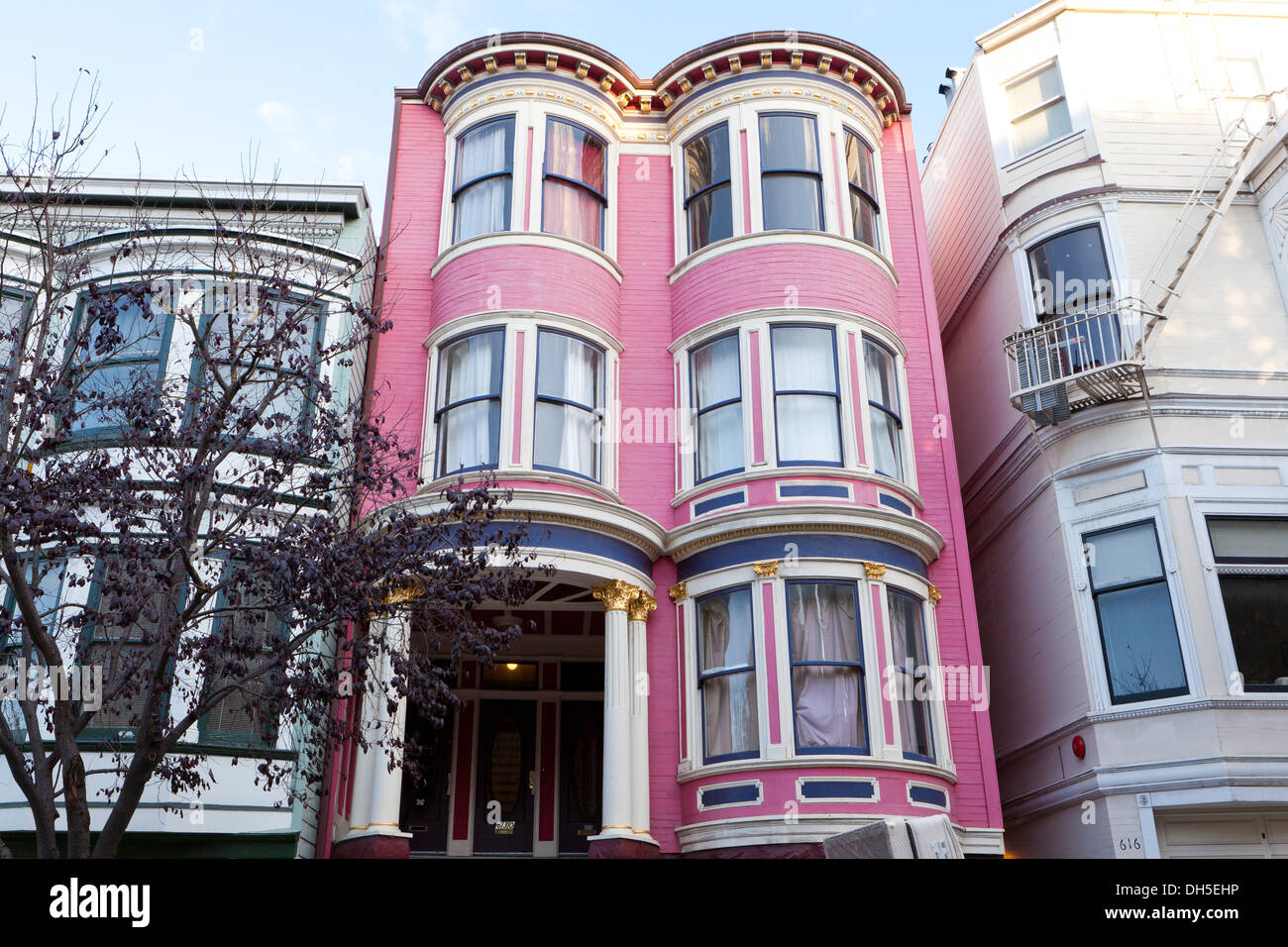 Rosa viktorianischen Haus in San Francisco, Kalifornien, USA Stockfoto