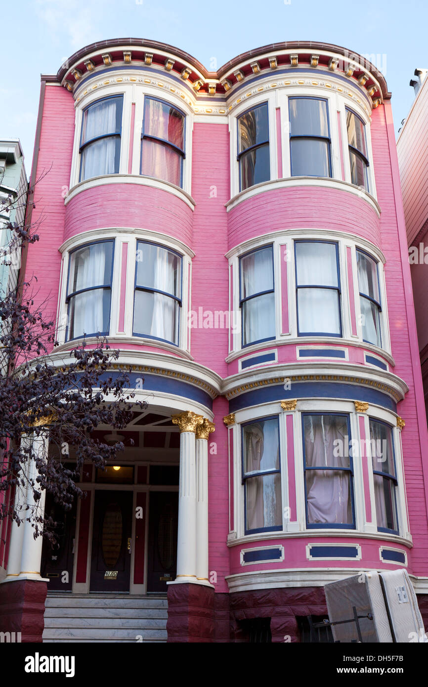 Rosa viktorianischen Haus in San Francisco, Kalifornien, USA Stockfoto