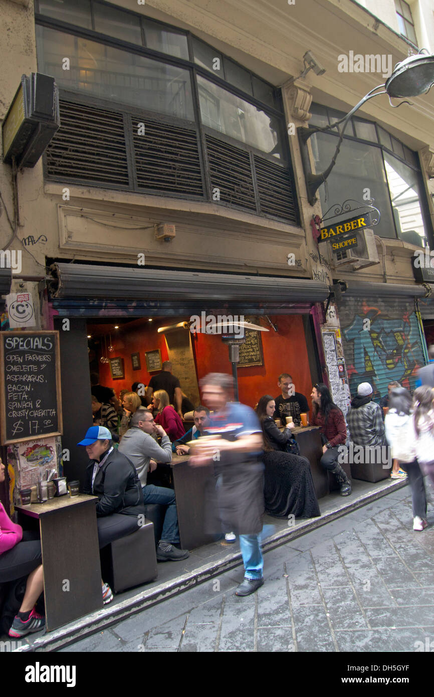 Cafe in Melbourne Gasse Stockfoto