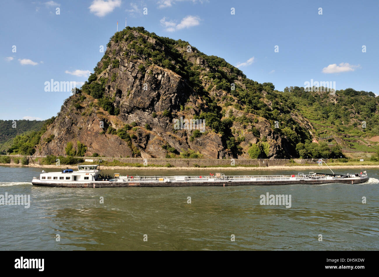 Loreley-Felsen über dem Rhein Fluß, oberen mittleren Rhein Tal UNESCO-Welterbe, Sankt Goarshausen, Rheinland-Pfalz Stockfoto