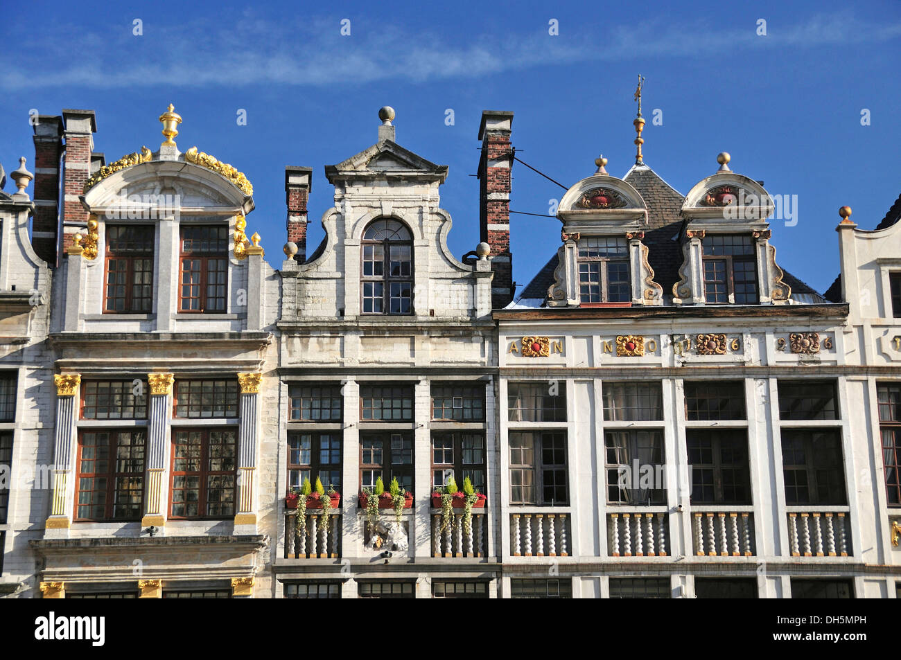 Sainte Barbe, Chêne Und Petit Renard, Zunfthäuser am Grote Markt Platz, Grand Place Platz, Brüssel, Belgien Stockfoto