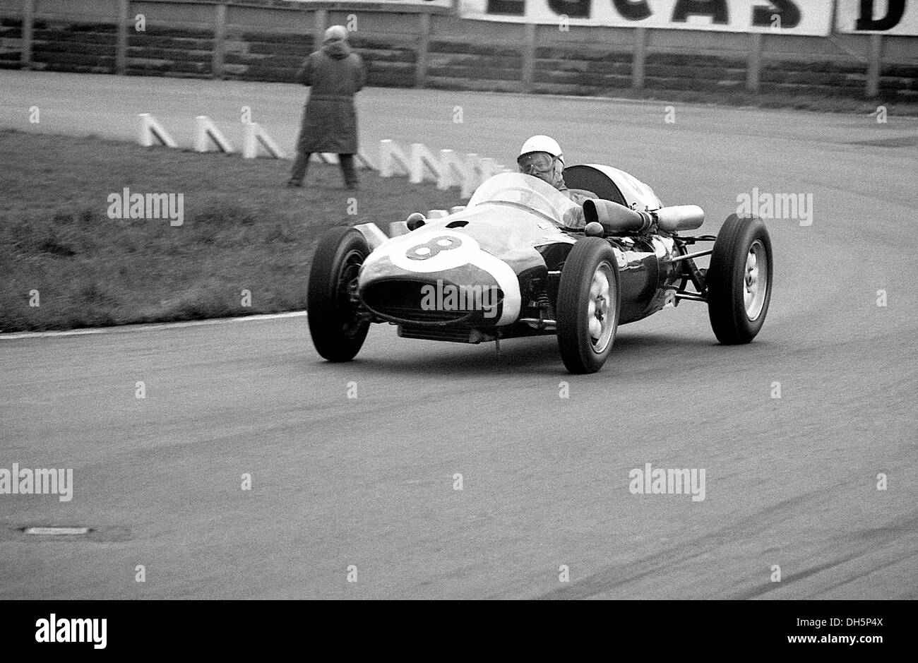 Maurice Trintignant in Rob-Walker-Cooper-Borgward-T51-Formel-2 Auto, XIV BARC 200 Rennen, Aintree, England 18. April 1959. Stockfoto
