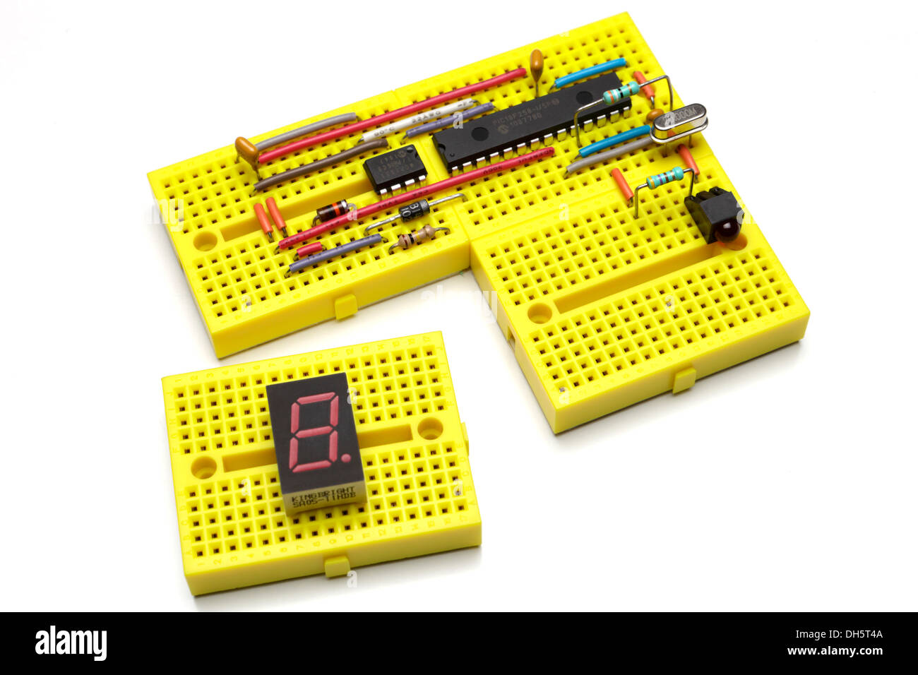 Prototyp elektronische Schaltung auf modulare Mini breadboards Stockfoto