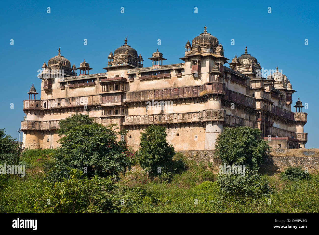 Jehangir Mahal, Raj Praveen Mahal, Stadtschloss von Orchha, Orchha, Madhya Pradesh, Indien Stockfoto