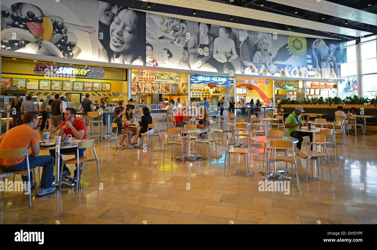 Typische US-Food-Court an der Fashion Show Shopping Mall, Paradies, Las Vegas, Nevada, Vereinigte Staaten von Amerika, USA Stockfoto