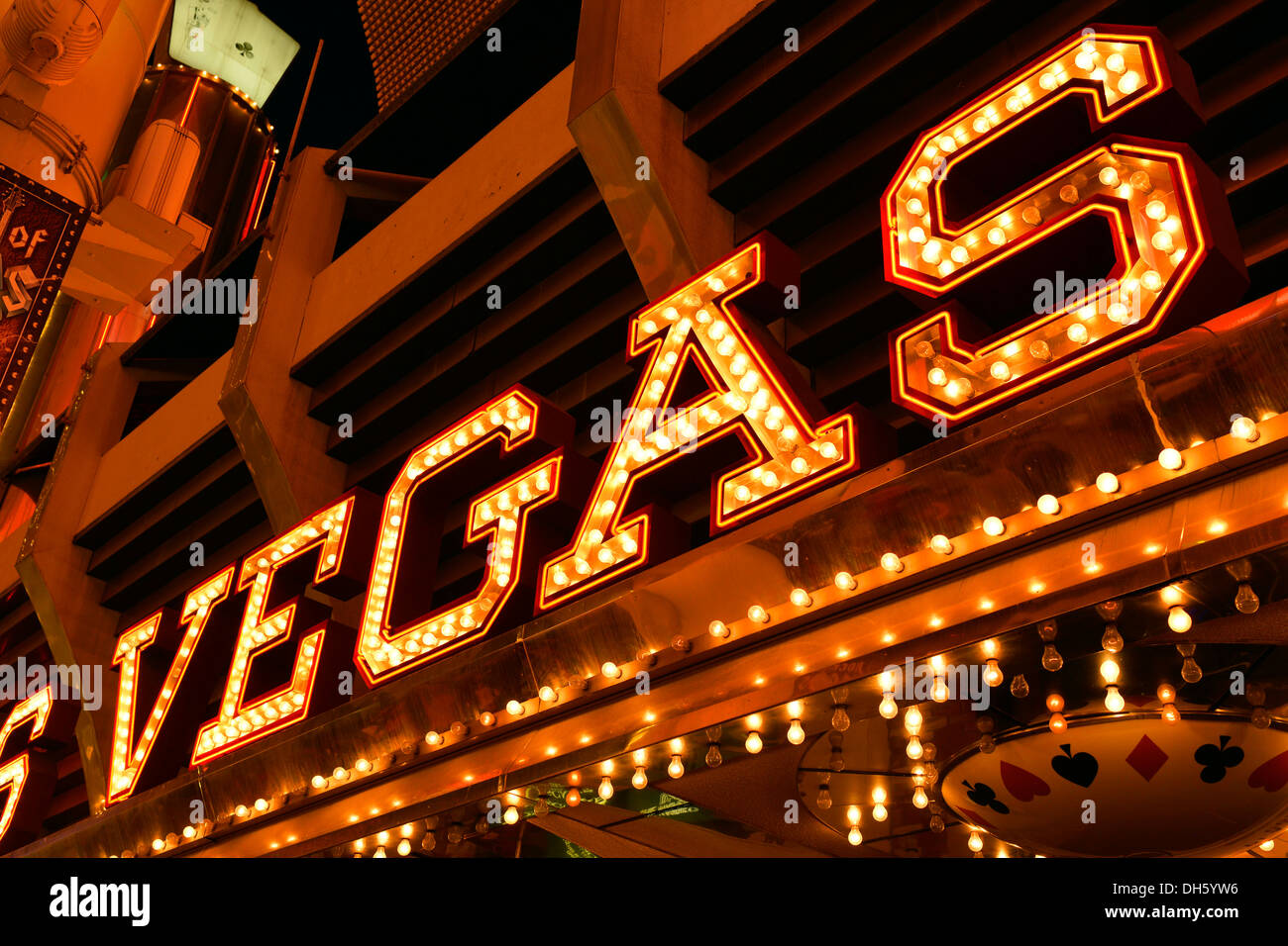 Schriftzug im Las Vegas Club Casino Hotel, Fremont Street Experience in alten Las Vegas Downtown Las Vegas, Nevada Stockfoto
