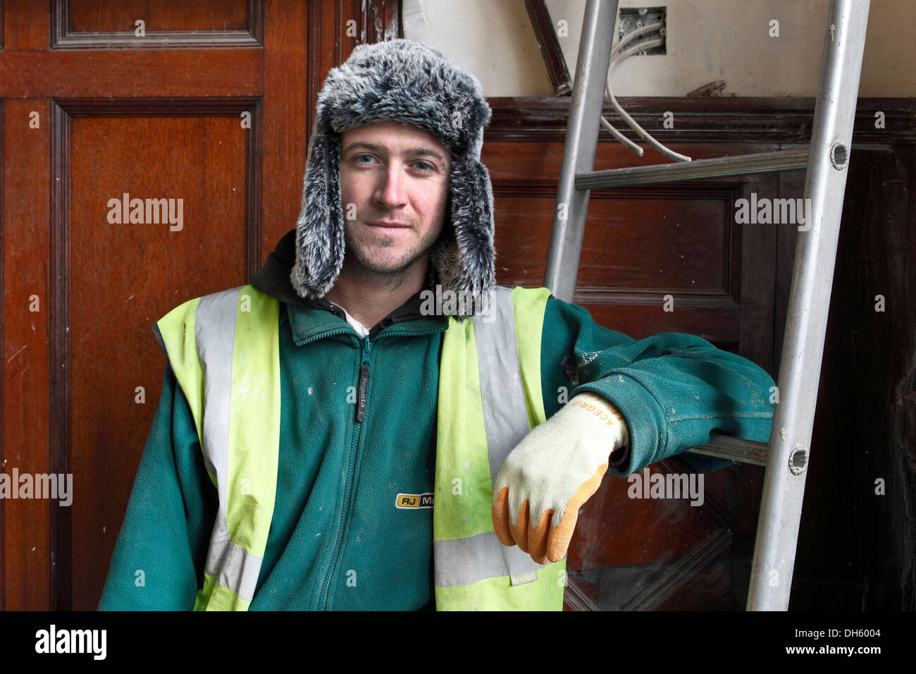 James Grant, lokale Arbeiter arbeiten auf Fairfield Sanierung, Govan, Glasgow, Scotland, UK Stockfoto
