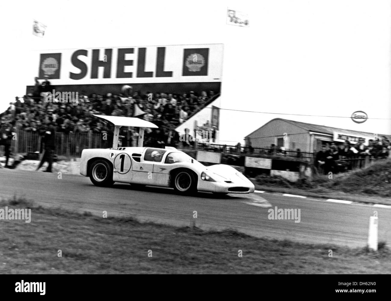 30. Juli 1967 Auto Mike Spence-Phil Hill Chaparral 2F Chevrolet in BOAC 1000Kms, Marke Luke, England zu gewinnen. Stockfoto