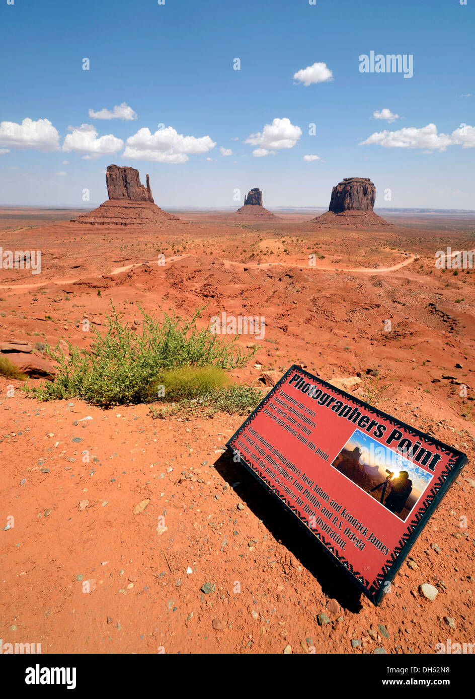 Melden Sie 'Fotografen Punkt', berühmte Fotografie Spot von Anselm Adams, Kendrick James, Tom Phillips, Tafelberge West Mitten Butte Stockfoto