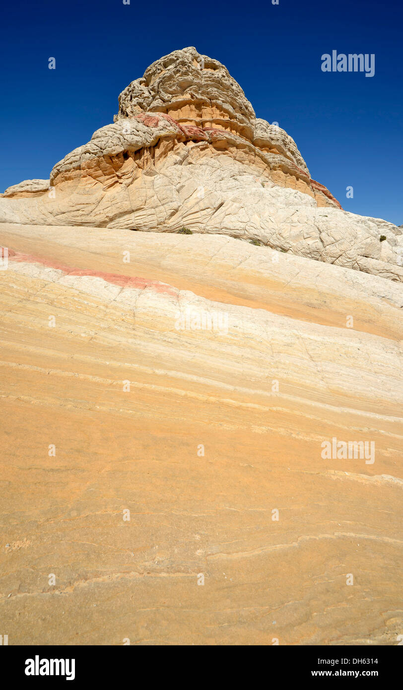 Gehirn-Felsen am White Pocket, ausgewaschene Navajo Sandsteinfelsen mit Liesegang Bands oder Liesegang-Ringe, Pareah Paria Plateau, Stockfoto