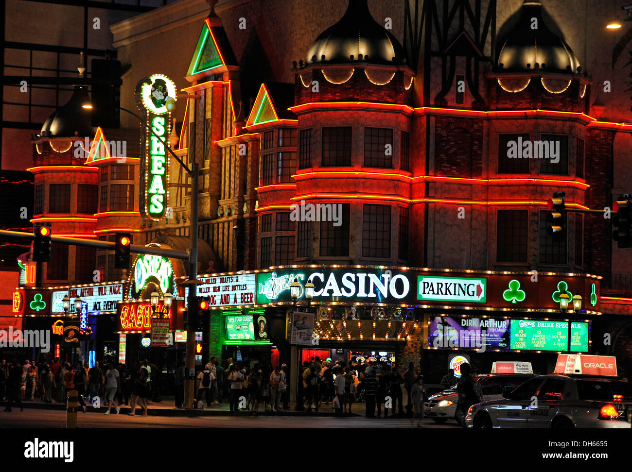 Nachtaufnahme, Shea es Hotel und Casino, Strip, Las Vegas, Nevada, Vereinigte Staaten von Amerika Stockfoto