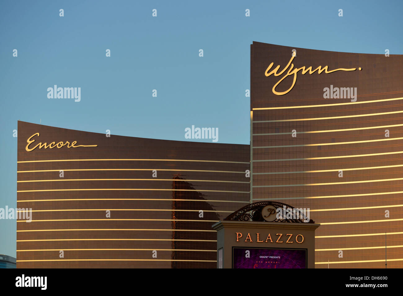 Luxushotels, Wynn und Encore, Palazzo, Las Vegas, Nevada, Vereinigte Staaten von Amerika Stockfoto