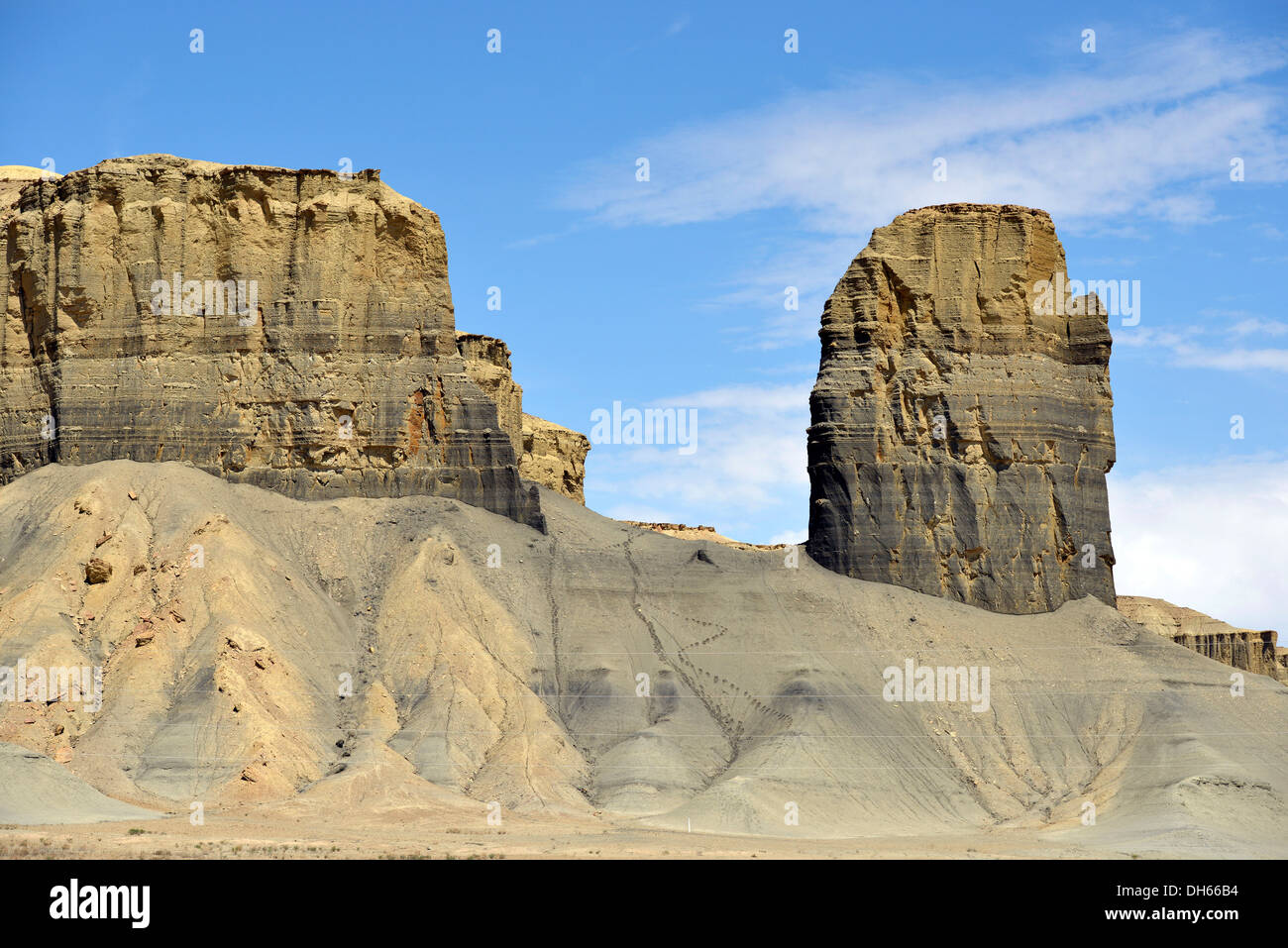 Chimney Rock, Badlands, Hanksville, Utah, Vereinigte Staaten Stockfoto