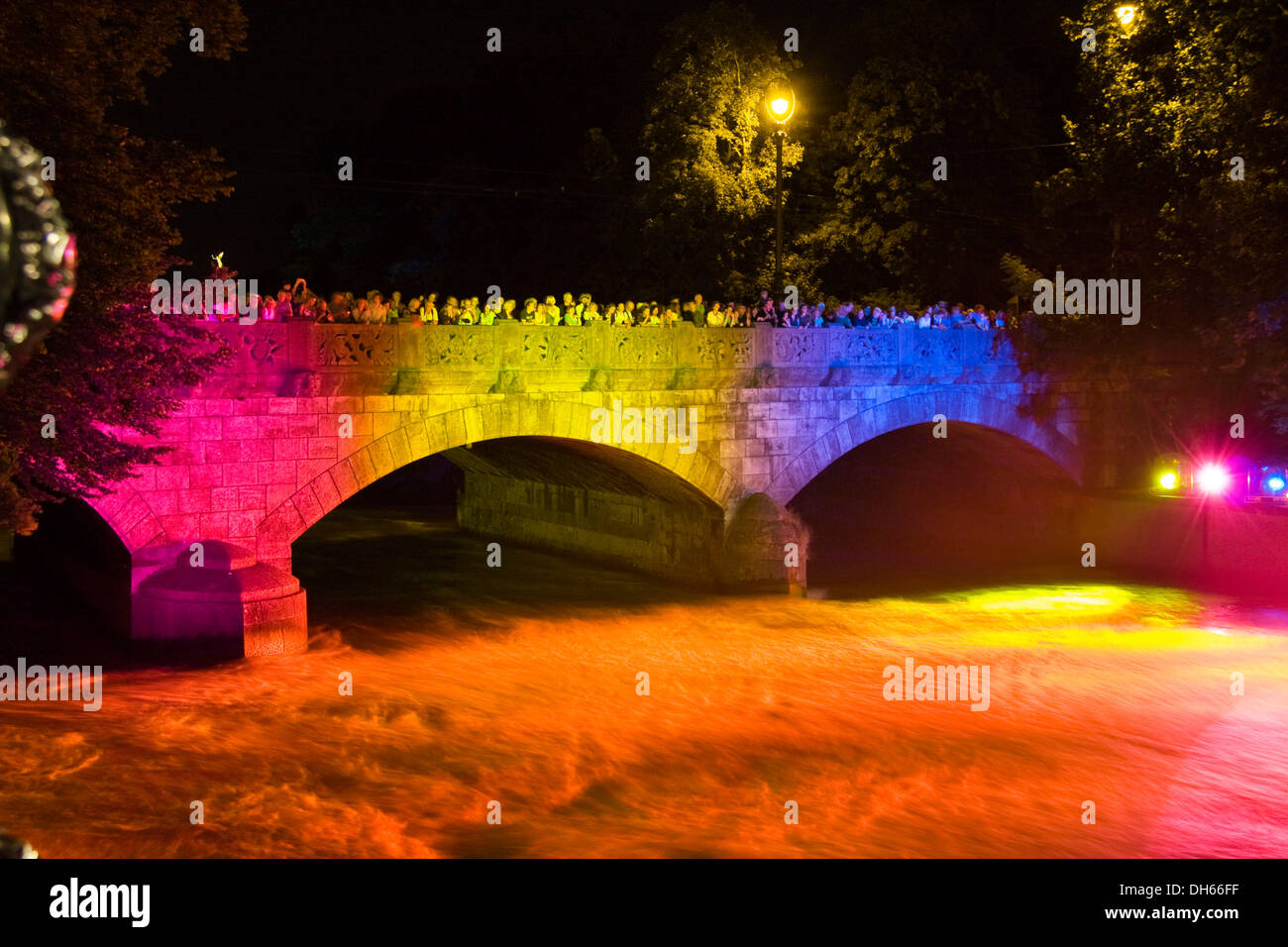 Brueckenfest Festival 2008, München-850-Jahr-Jubiläum, Maximiliansbruecke Brücke, Bayern, Oberbayern Stockfoto