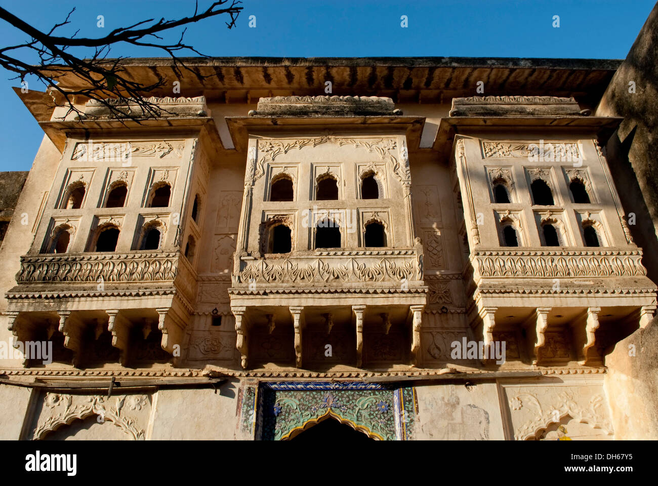 Balkone in Taragarh Fort, Bundi, Rajasthan, Indien, Asien Stockfoto