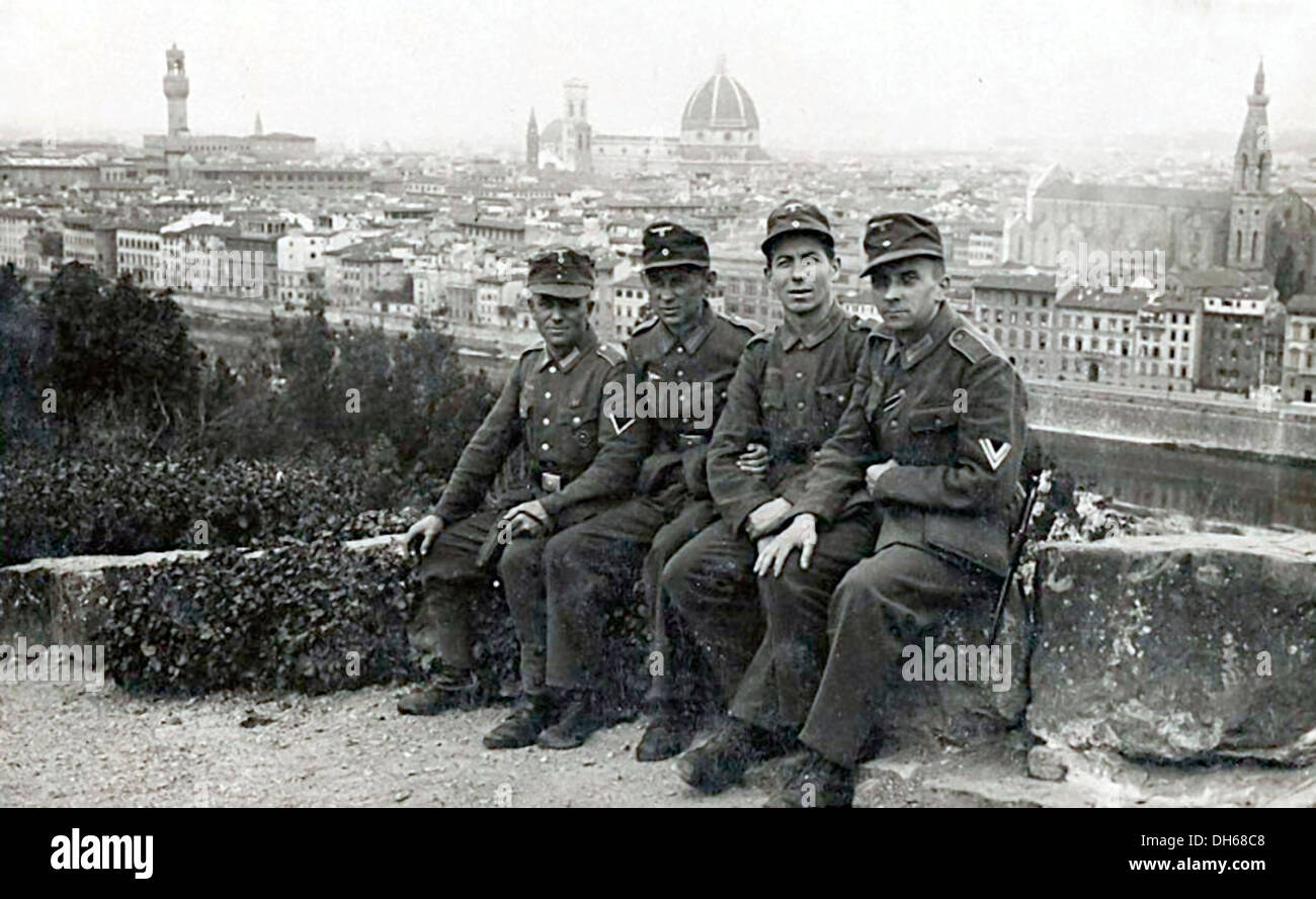 Deutsche Soldaten Sehenswürdigkeiten, historischen Bild, ca. 1943, Piazzale Michelangelo, Florenz, Toskana, Italien, Europa Stockfoto
