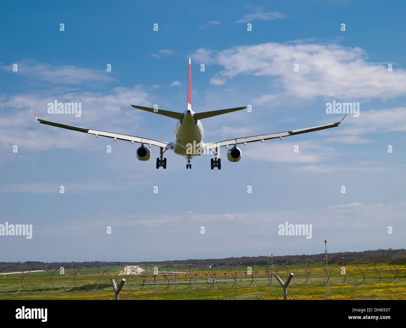 Detail der Landung Flugzeug - Rückansicht Stockfoto