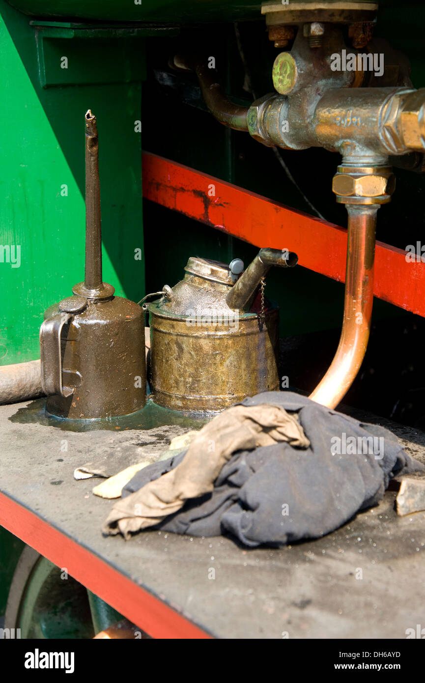 Detail von Lumpen und Öl kann bei einer Museumseisenbahn Steam trainieren. Stockfoto