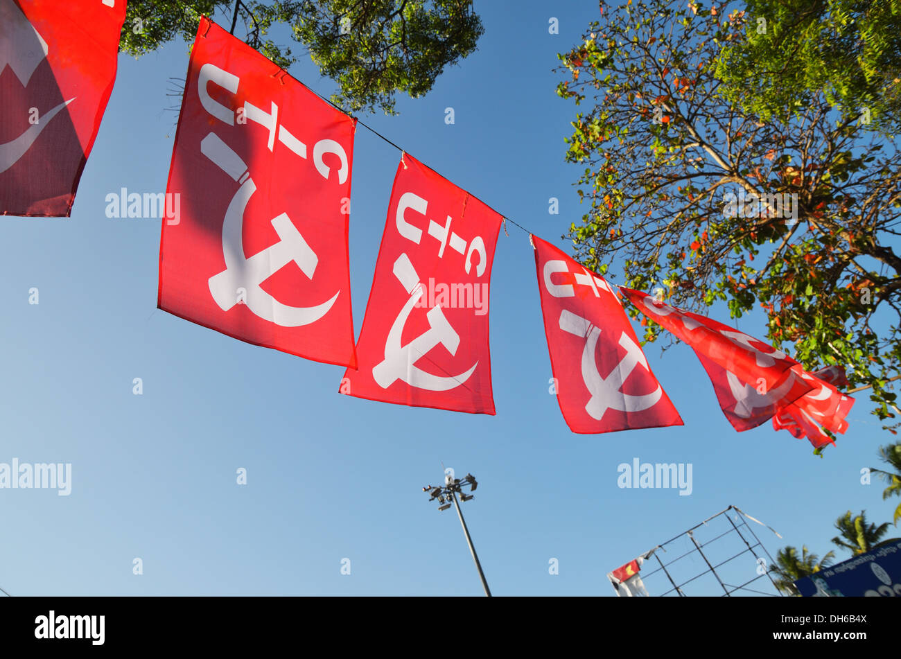 Kommunistische Symbole auf den Straßen von Varkala, Kerala, Indien Stockfoto