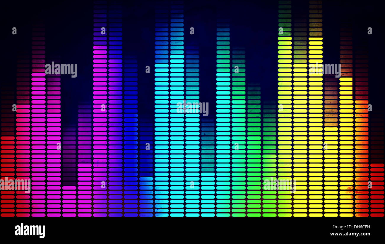 Grafiken von Musik Equalizer auf schwarzem Hintergrund Stockfoto