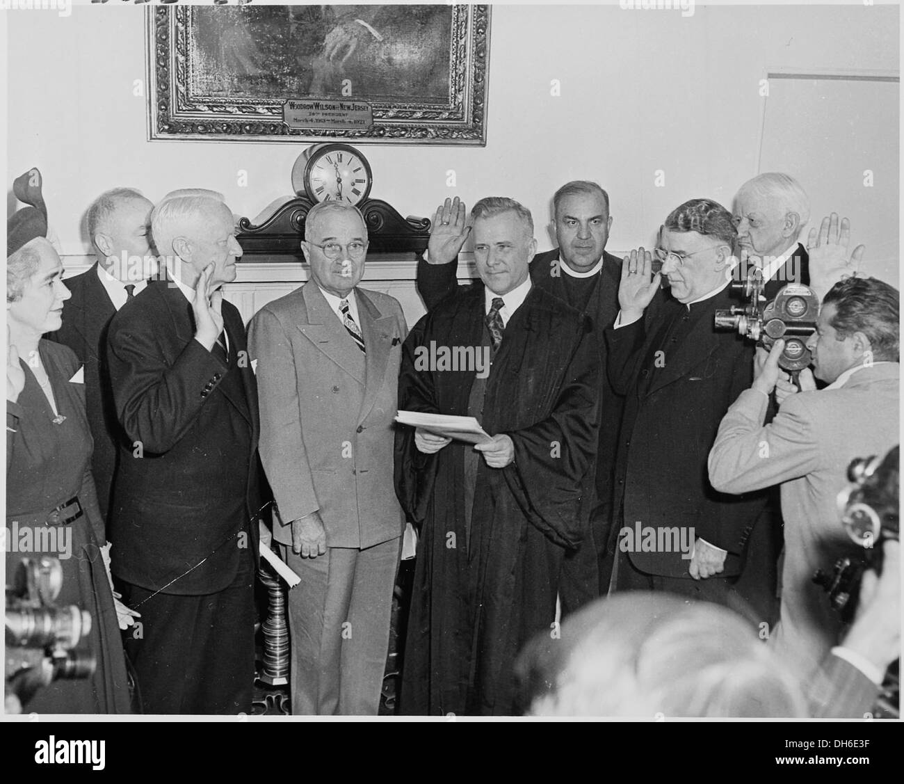 Foto von Präsident Truman an die Vereidigung für Mitglieder der Commission des Präsidenten auf innere... 200270 Stockfoto
